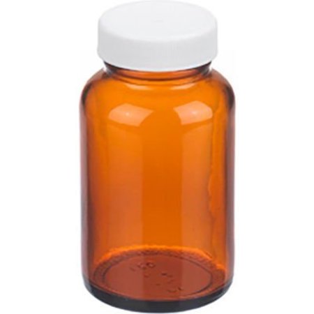CP LAB SAFETY. Wheaton® 4 oz Amber Wide Mouth Packer Bottles, PP/PTFE Lined Caps, Case of 24 W216947